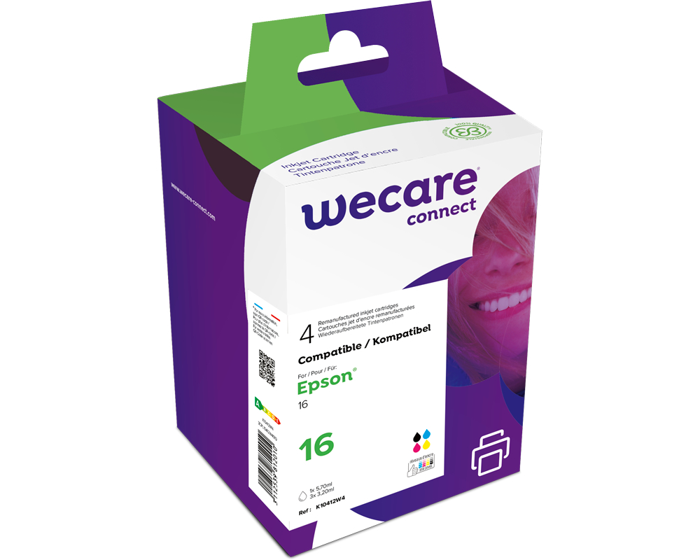 WECARE Multipack rebuilt CMYBK T162640WE z.Epson WF2010 5.7/3x3.2ml