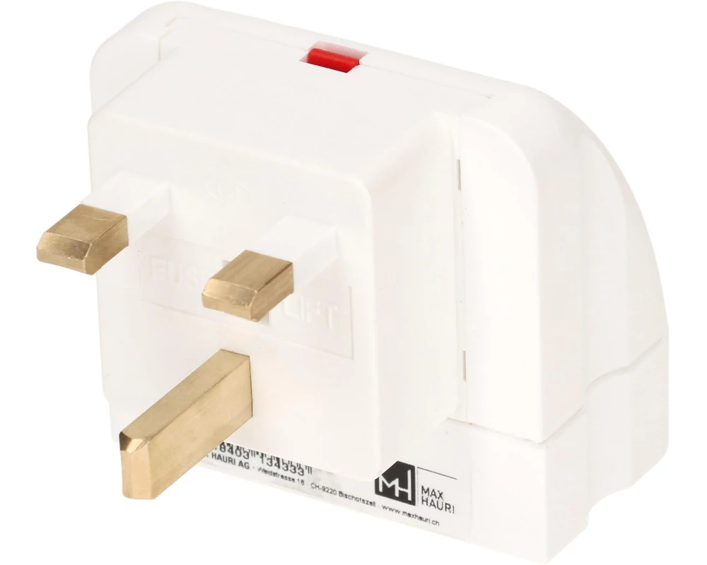 Max Hauri Reiseadapter Grossbritannien / Typ 13, 3-polig, Weiss