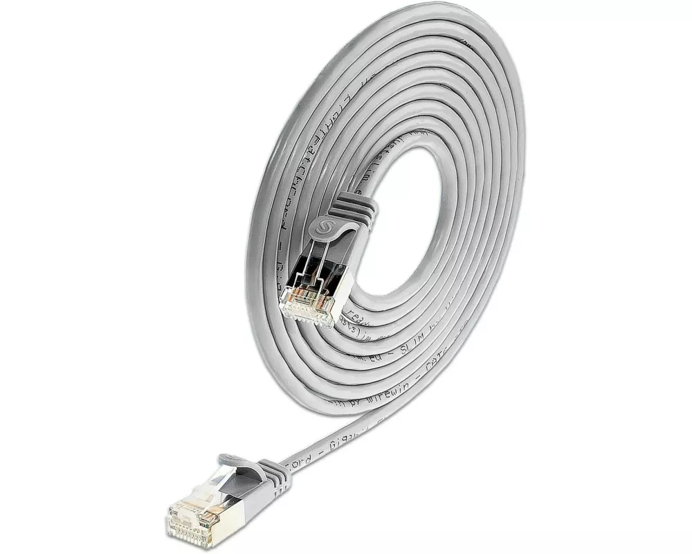 SLIM Slimpatchkabel RJ-45 - RJ-45, Cat 6, U/FTP, 7.5 m, Grau