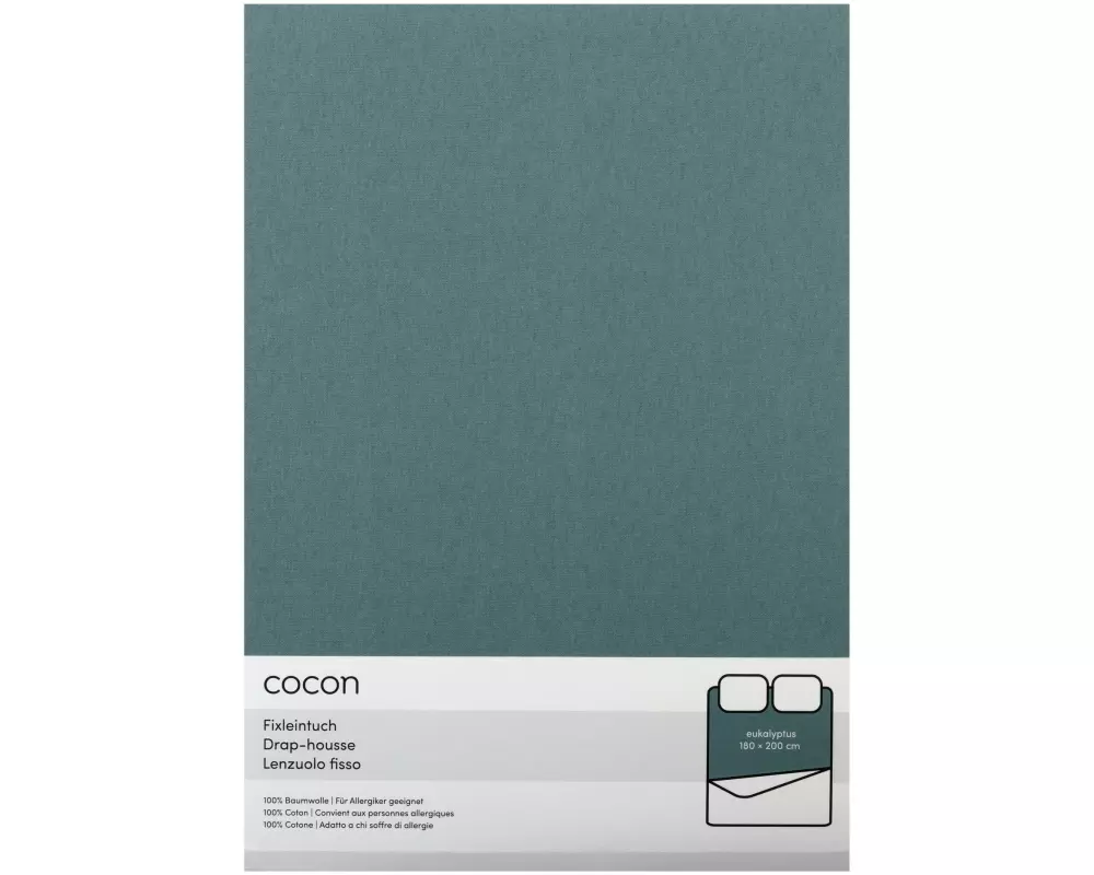 COCON Fixleintuch Jersey 180-200 x 200 cm, Eukalyptus