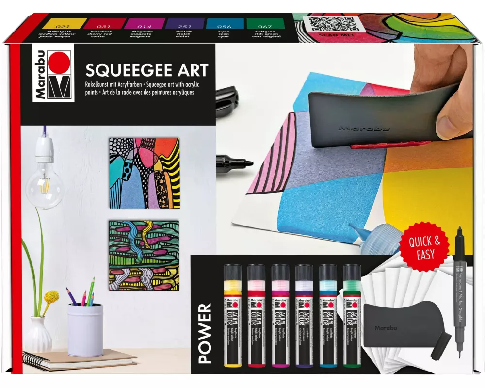 Marabu Acrylfarbe Squeegee Art Acryl Set Power 6 x 25 ml