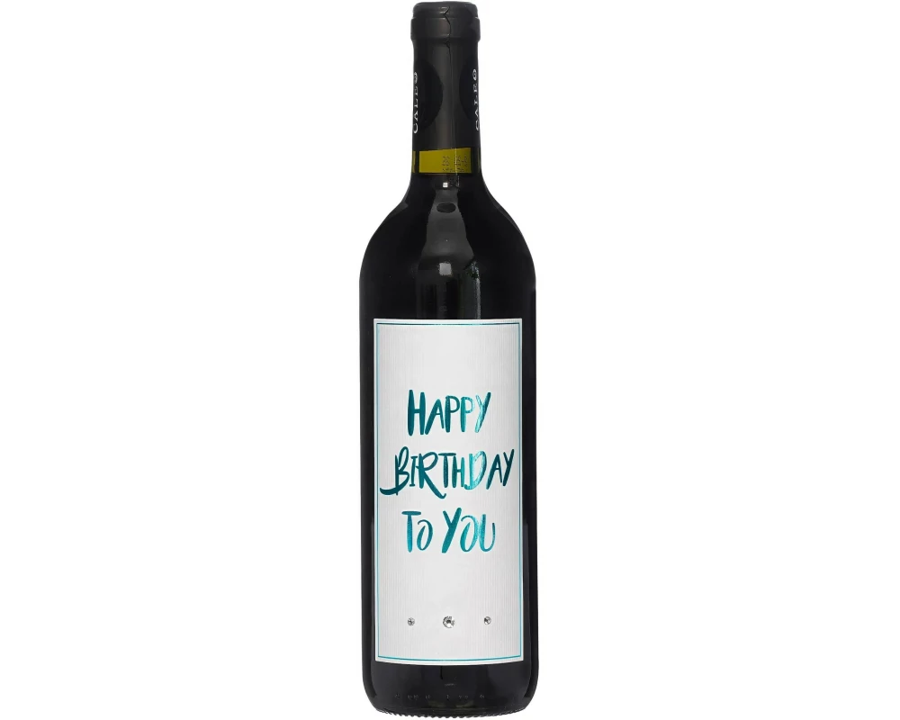 Dreams and Fantasy Geschenkidee Rotwein Happy Birthday Türkis, 750 ml