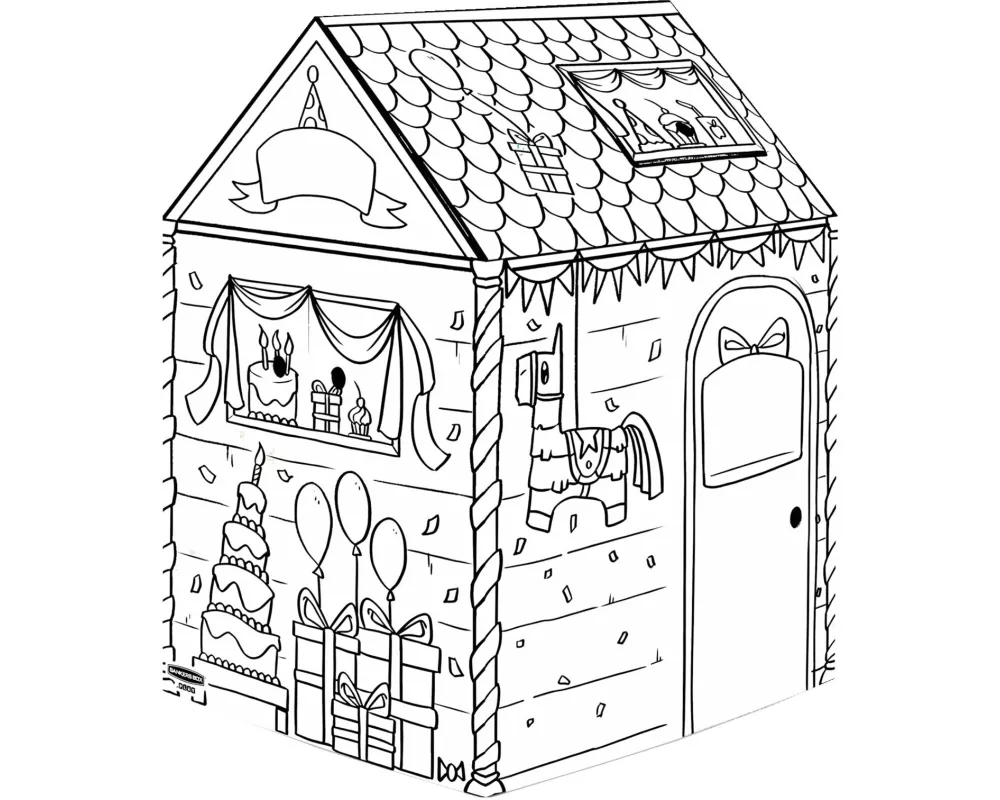 Fellowes Ausmal-Spielhaus XL Geburtstag Wellpappe Kein