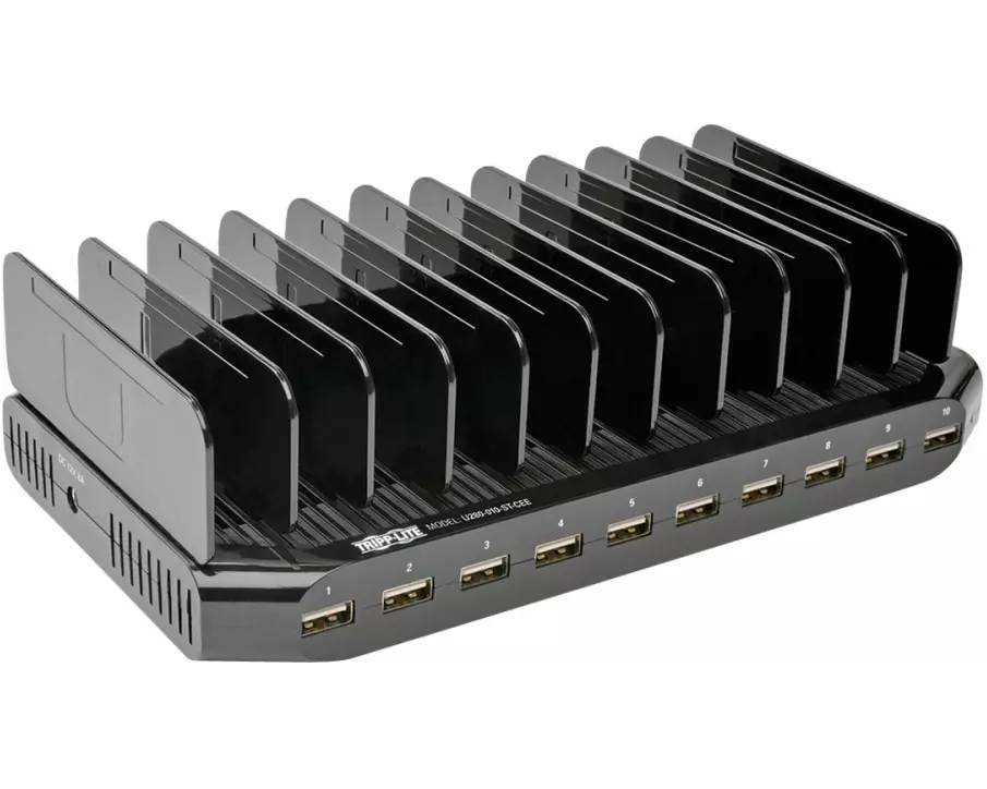 EATON TRIPPLITE 10Port, USB Charging Station, with Adjustable Storage, 12V, 8A, 96W, USB Charger Output, Schuko Power Cord
