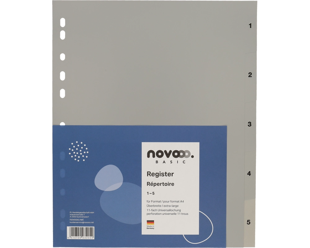 NOVOOO Register PP A4+ 40959 grau 1-5