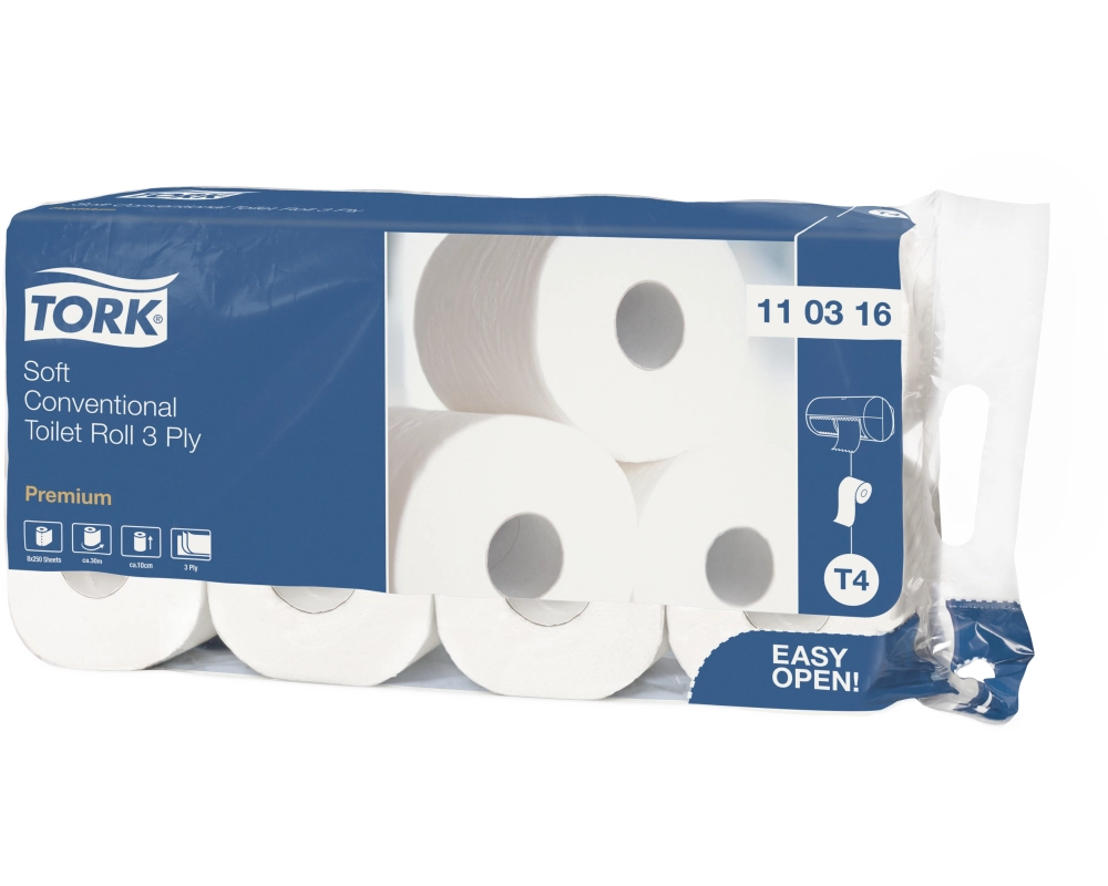 TORK Toilettenpapier T4 110316 3-lagig 8 Rollen à 250 Blatt