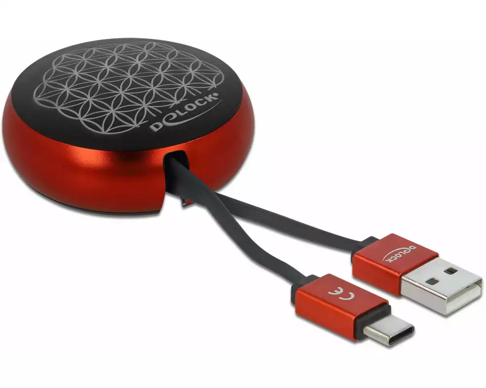 Delock USB 2.0-Kabel mit Autorollfunktion USB-A - USB-C 0.92 m