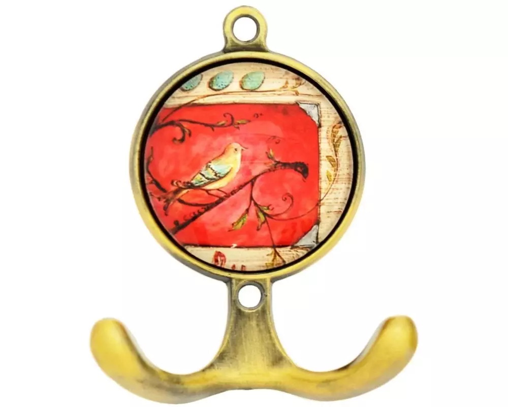 Tranquillo Wandhaken Vogel, 2-fach, Metall/Glas