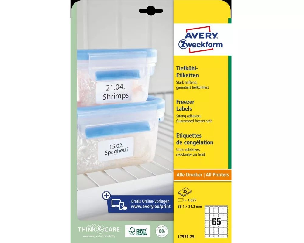 Avery Zweckform Tiefkühletiketten 38.1 x 21.2 mm, 25 Blatt