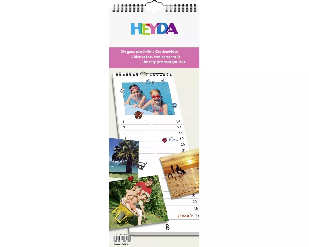 Heyda 2070491, Bastelkalender/DIY-Kalender/Fotokalender, immerwährend, 16 x 42,5 cm, Deckblatt: Kunstdruckpapier, Deckblatt: farbig bedruckt mit Motiv
