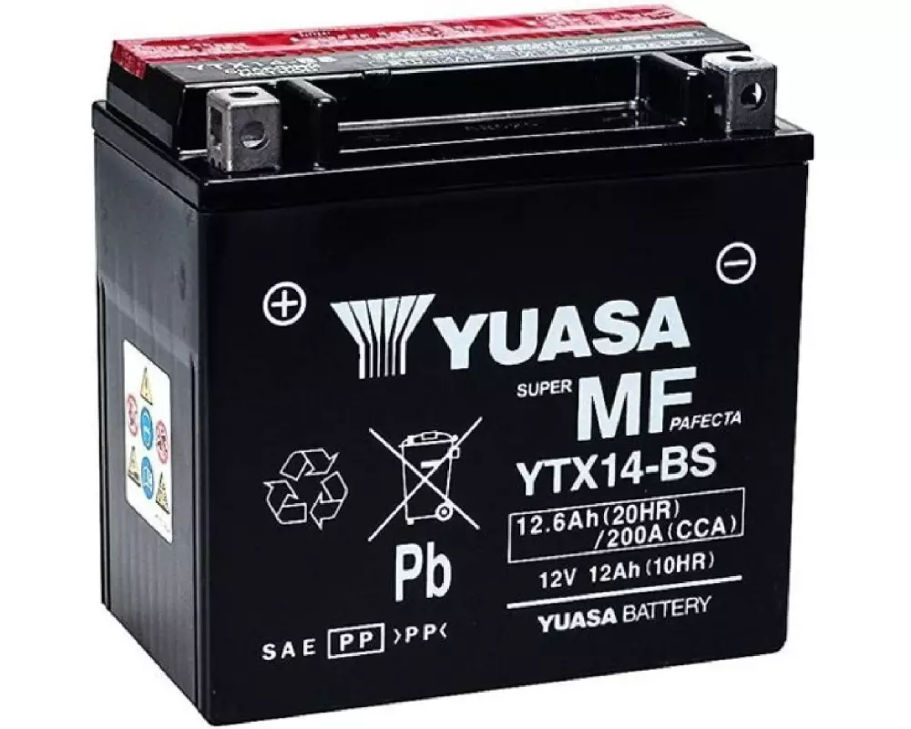 YUASA Motorradbatterie AGM 12 V/12.6Ah/200A