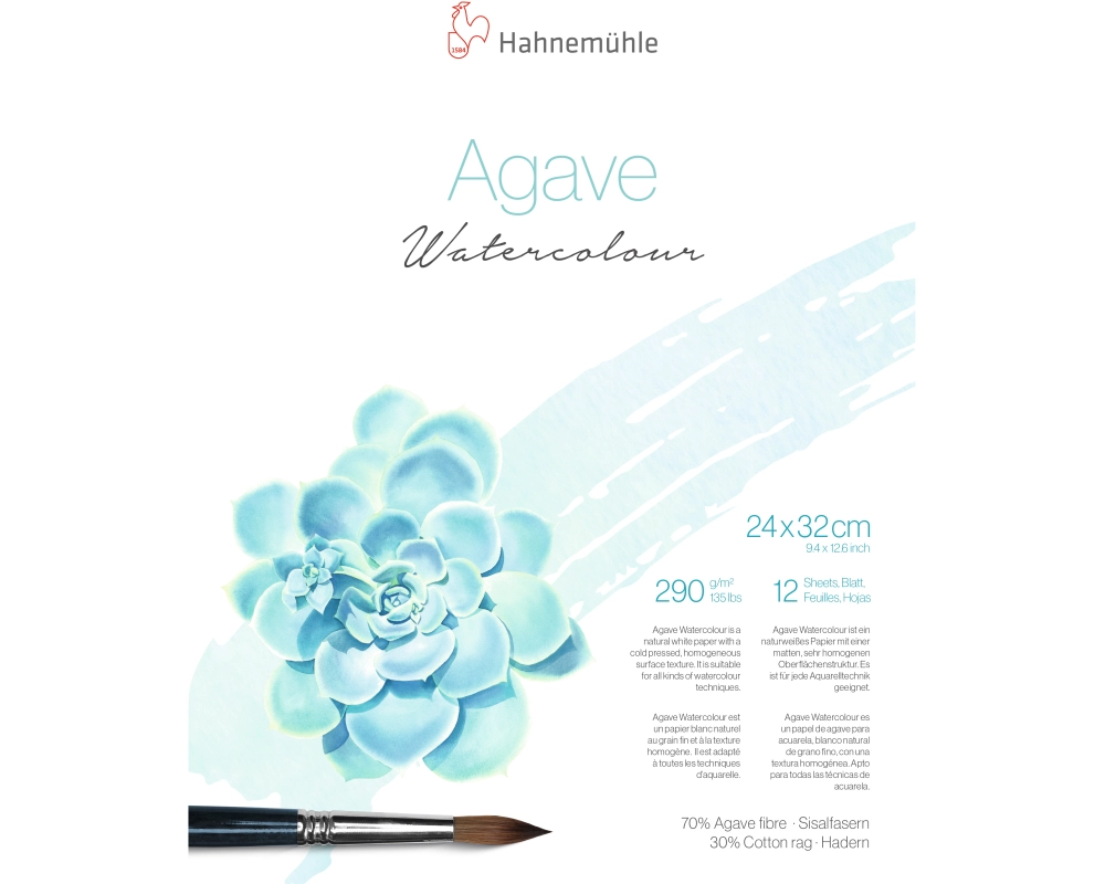 HAHNEMÜHLE Aquarellblock Agave 24x32cm 10625401 weiss, 290g 12 Blatt