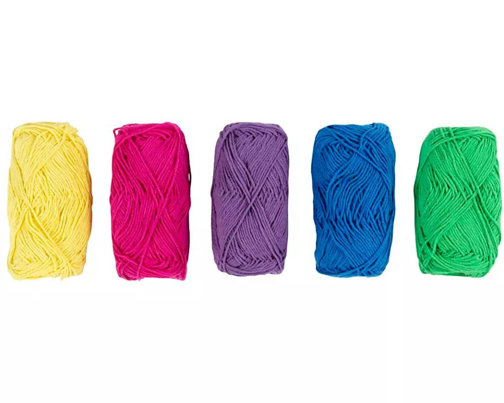 Creativ Company Baumwollgarn Nr. 8/4 5 x 50 Meter, Mehrfarbig, 5 x 20 g