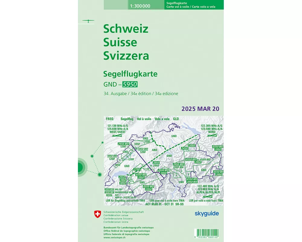 Schweiz / Suisse / Svizzera Segelflugkarte mit Beilage TMA Genf / Genève / Ginevra