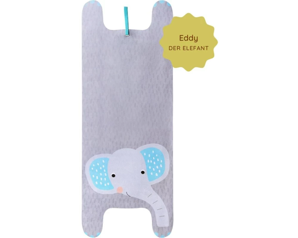 Yogitier Eddy der Elefant Naturkautschuk Mikrofaser-Velours Blau