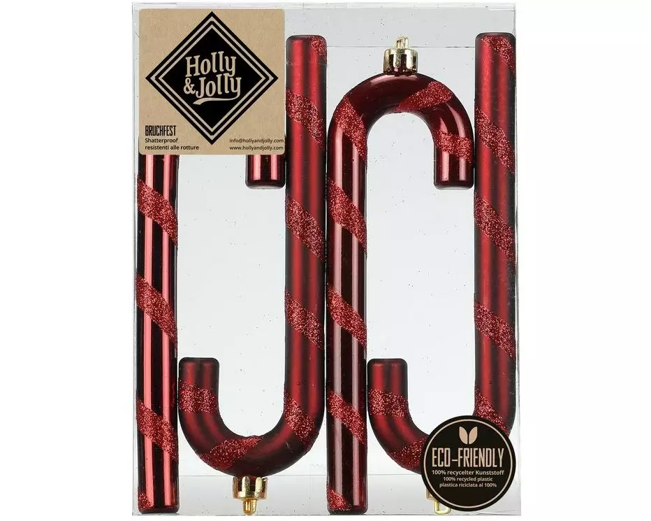 Holly & Jolly Zuckerstange 14 cm Cherry, 4 Stück