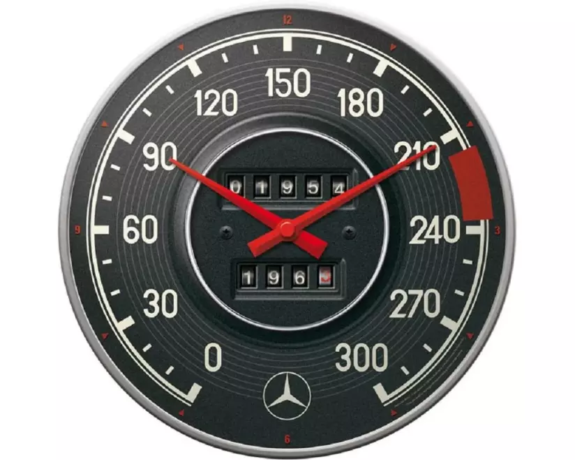 Nostalgic Art Wanduhr Mercedes Benz Tachometer Ø 31 cm, Schwarz