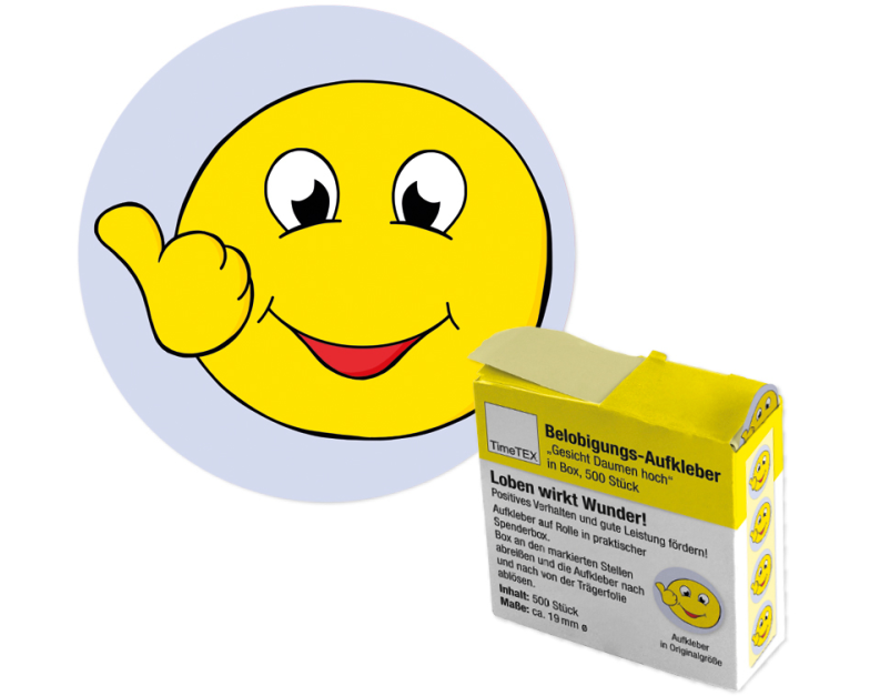 TIMETEX Belobigungs-Aufkleber 62215 Gesicht Daumen hoch 500 Stück