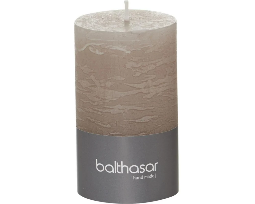 balthasar Raureifkerze Rustico 10 cm/14 cm x 6 cm, Taupe, 1 Stück