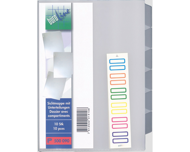 BÜROLINE Fächermappe A4 500090 transparent 6 Fächer