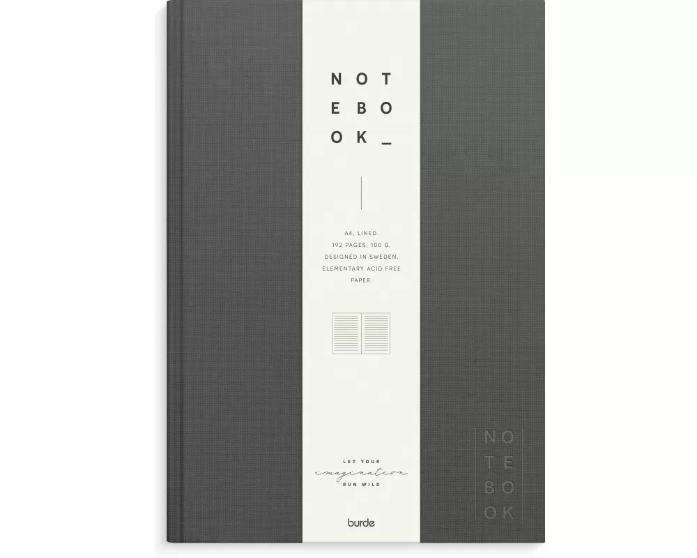Burde Notizbuch Textil dunkelgrau liniert A4