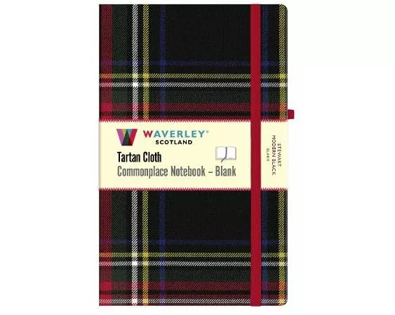 Stewart Modern Black Tartan Hardback Blank Notebook: Large 21cm x 13cm