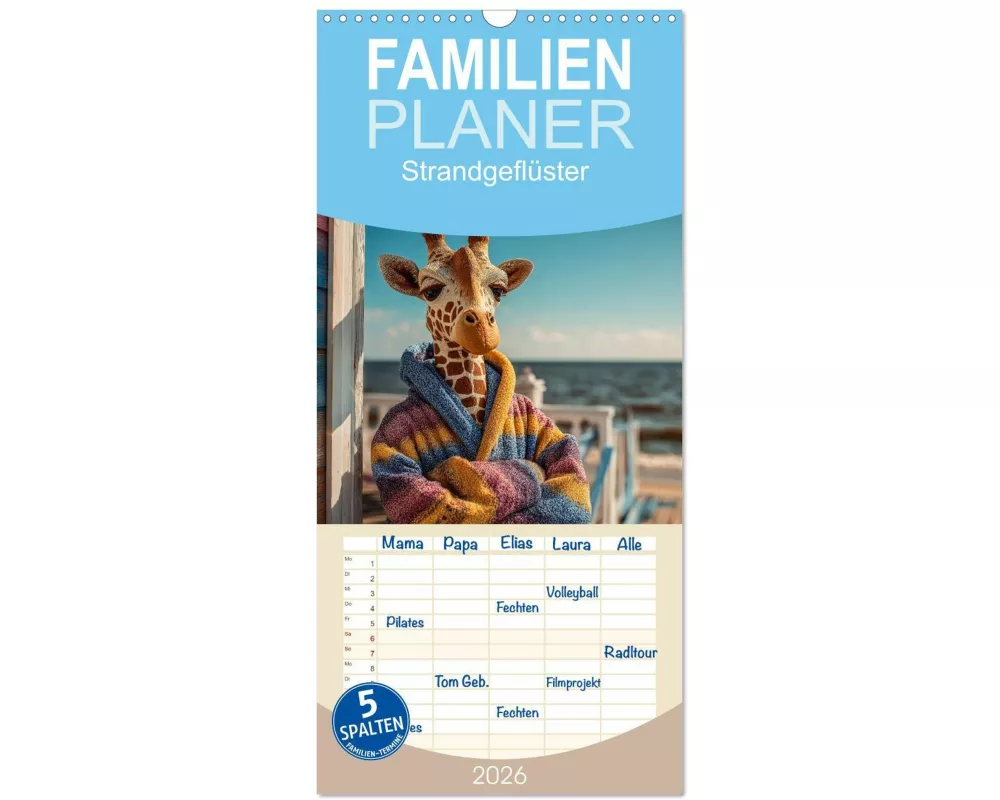 Familienplaner 2026 - Strandgeflüster mit 5 Spalten (Wandkalender, 21 x 45 cm) CALVENDO