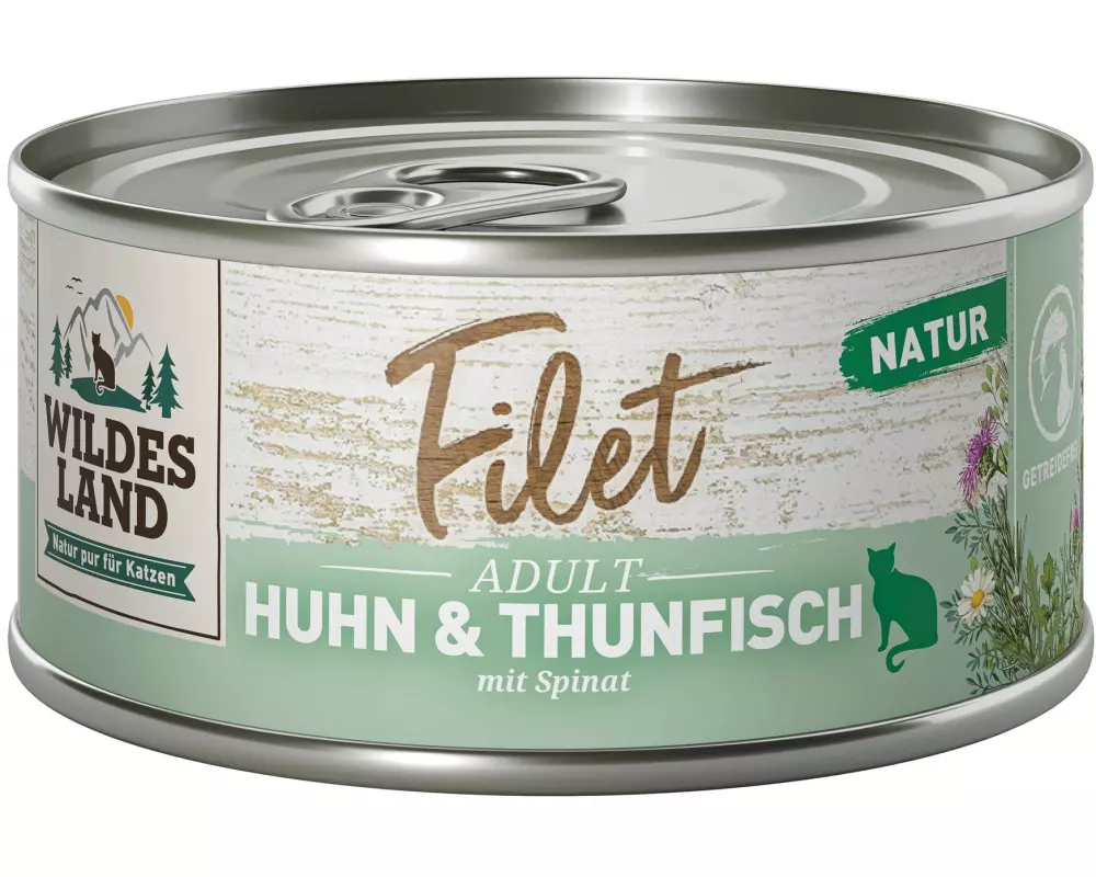 Wildes Land Katzen-Snack Filet Huhn & Thunfisch 12 x 80 g