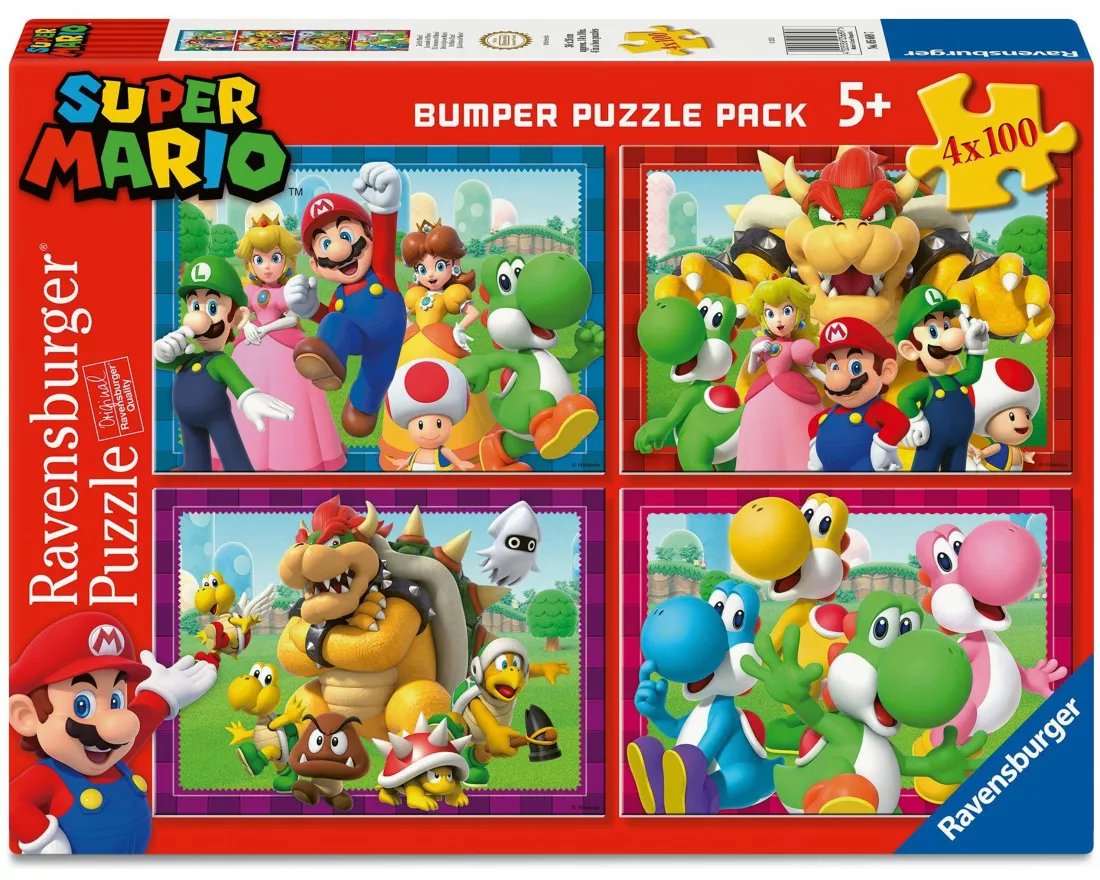 Kinderpuzzle 4x100 Teile - Nintendo Super Mario - Zeit für Mario!