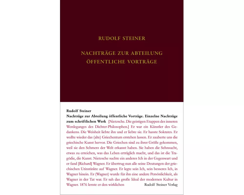 Nachtragsband zum Vortragswerk: Öffentliche Vorträge. Einzelne Nachträge zum schriftlichen Werk