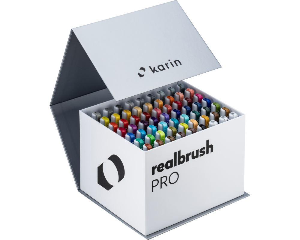 KARIN Real Brush Pen Pro 0.4mm 31C7 Mega Box, 3 Blender 60 Stück