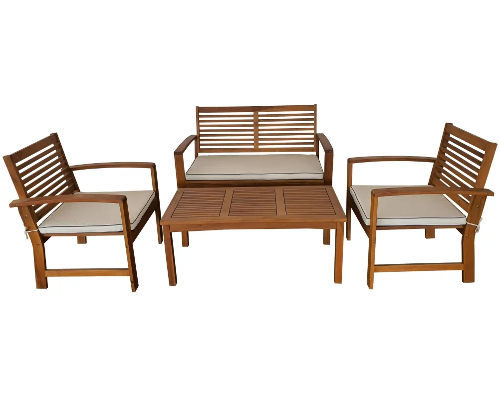 Acamp Loungeset Kreta Braun, 4 Sitzplätze