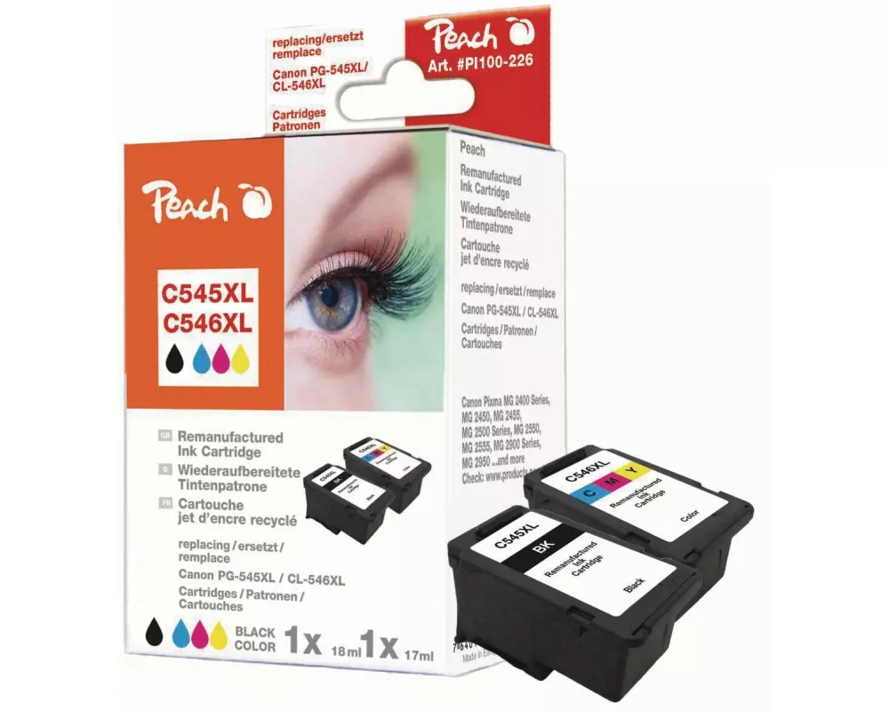 Peach Tintenset Canon PG-545XL / CL-546XL BK, C, M, Y