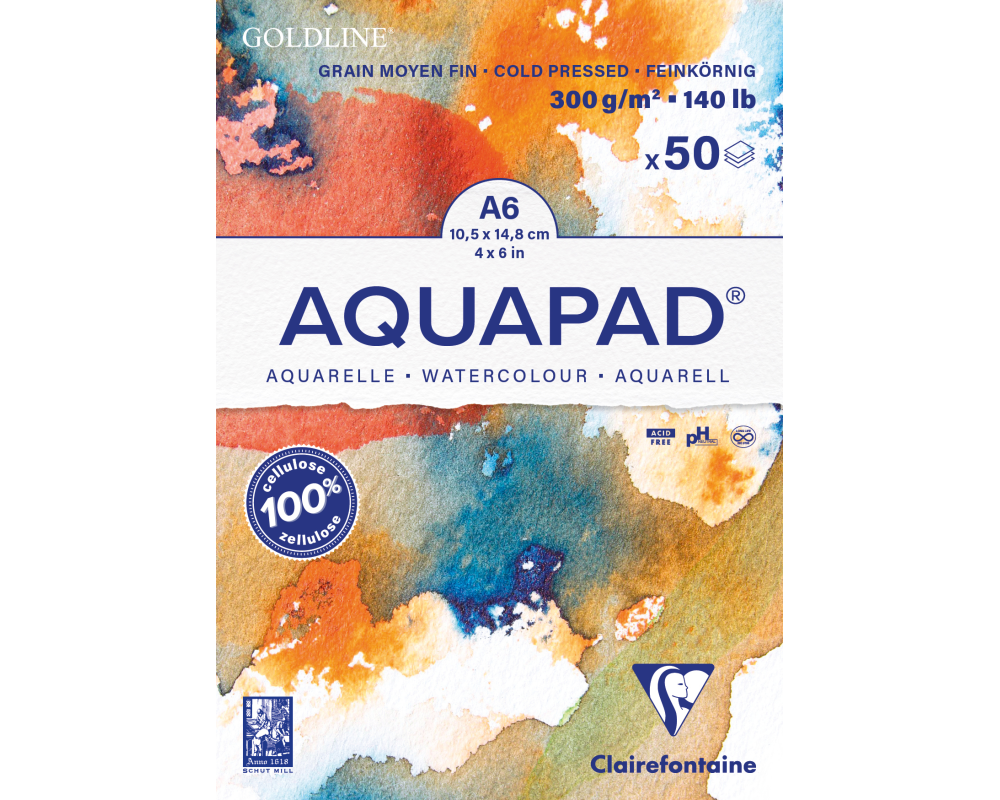 CLAIREFONTAINE Aquarell Zeichenblock A6 975620C naturweiss, MF, 300g 50 Blatt