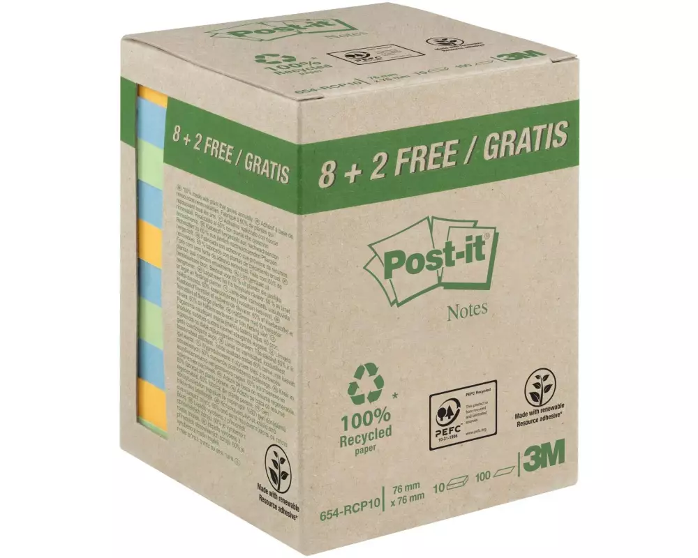 Post-it Notizzettel Post-it Recycling Notes 7.6 cm x 7.6 cm