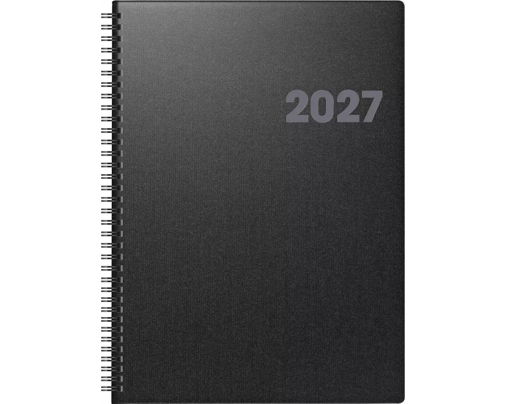 BRUNNEN 1076365907 Buchkalender Mod. 763 2027 A4, Kunststoff, vulkanschwarz