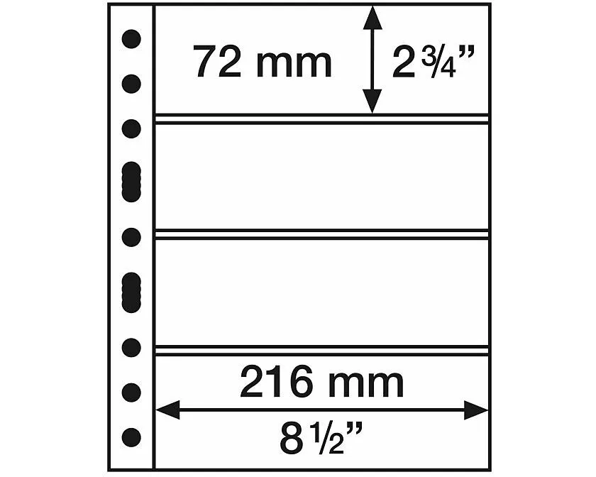Grande Kunststoffhüllen mit 4 waagerechten Streifen, glasklar, 5er Pack