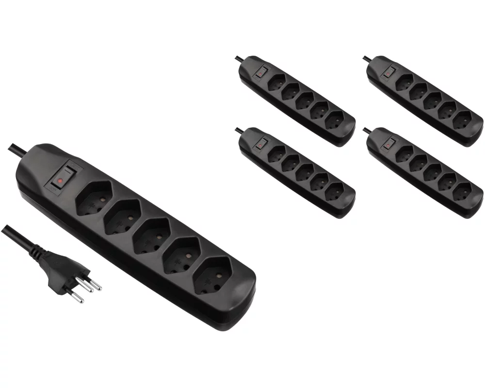 FURBER.power Steckdosenleiste 5x T13 mit Schalter, 5 Stück