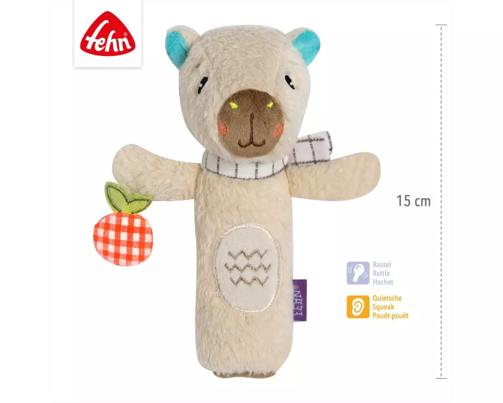 fehn Stabgreifling Capybara Beige, Plüsch / Velours, 15 cm
