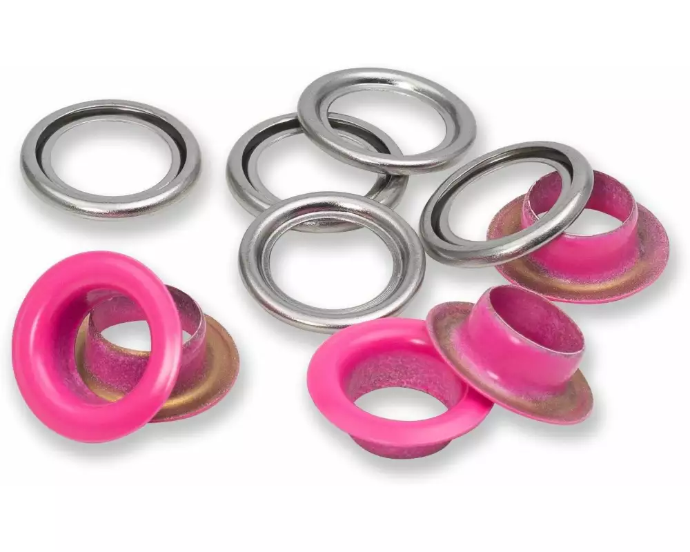Prym Ösen mit Scheiben 20 Stück, Pink-Silber