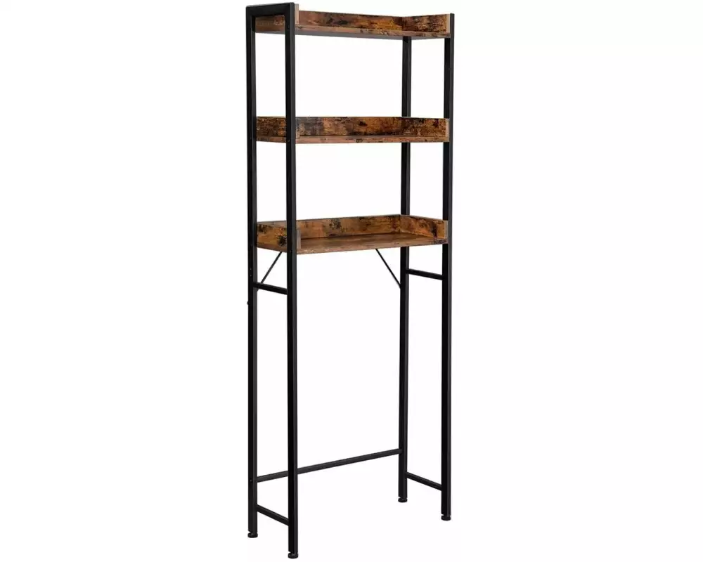 VASAGLE Badezimmerregal mit 3 Ablagen 63 x 165 cm, Braun/Schwarz