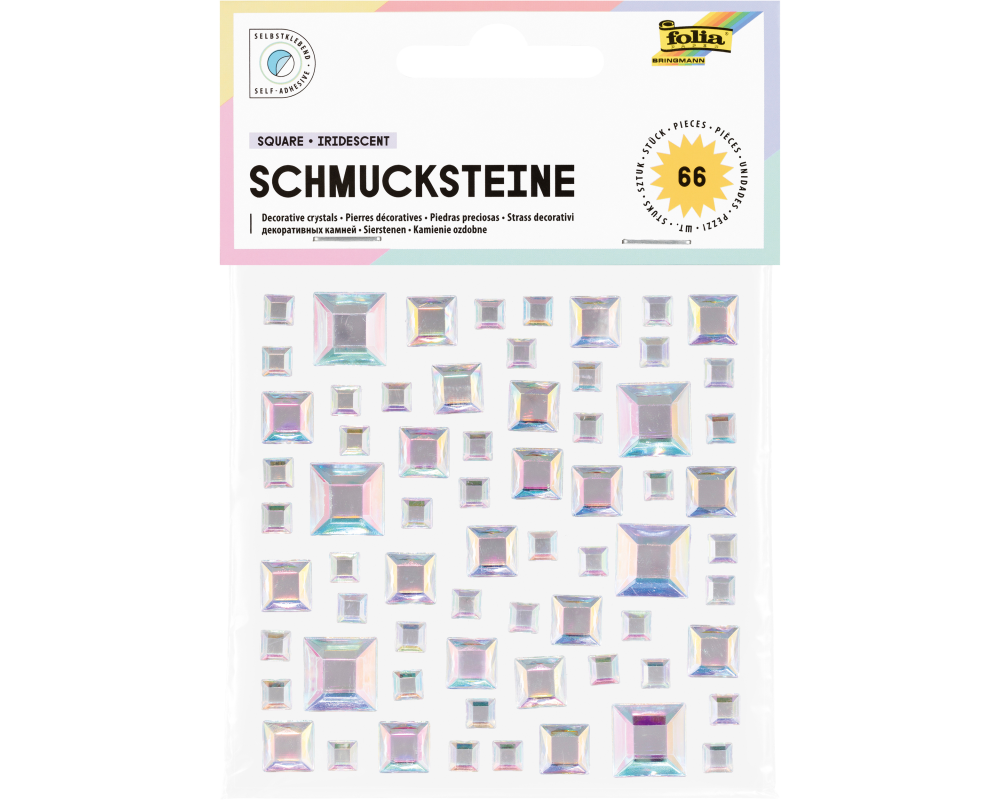 FOLIA Schmucksteine 12316 Square Iridescent 67 Stück