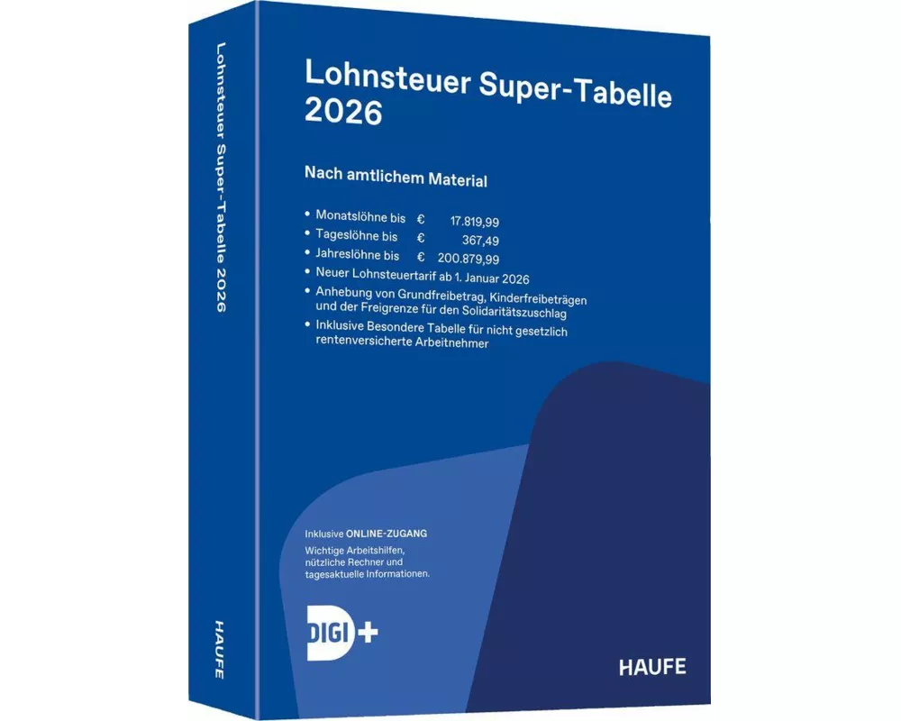 Lohnsteuer-Supertabelle 2026 inkl. Onlinezugang