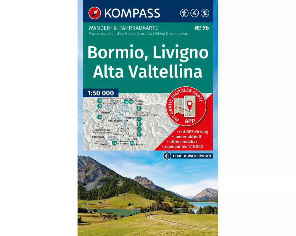 KOMPASS Wanderkarte 96 Bormio, Livigno, Alta Valtellina 1:50.000
