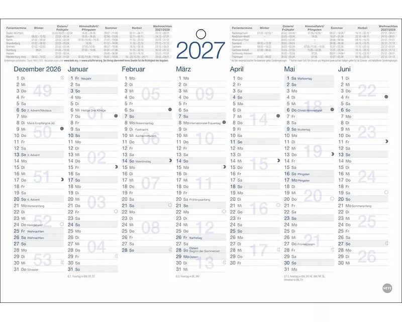 Tafelkalender A5 2027