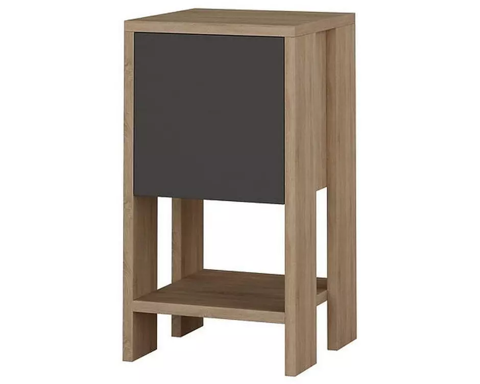 Woody Fashion Nachttisch Ema 30 x 55 x 30 cm, Anthrazit/Nature