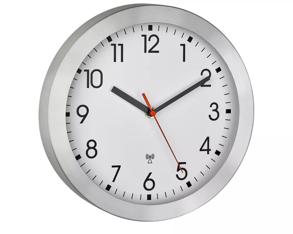 TFA Dostmann Funkuhr Silber