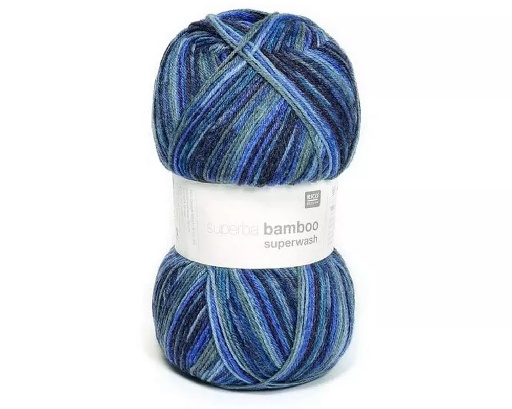 Rico Design Wolle Bamboo für Socken 4-fädig, 100 g, Blau