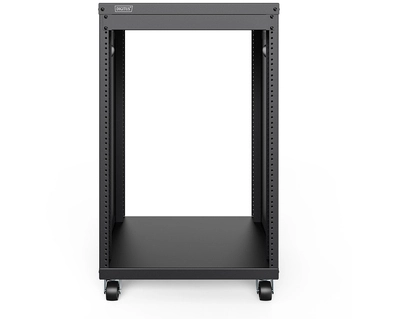 19 RACK MIT CASTORS 16HE BLACK