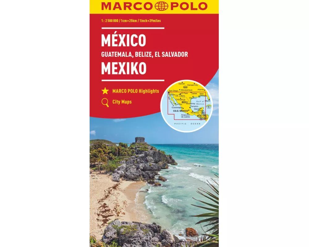 MARCO POLO Kontinentalkarte Mexiko, Guatemala, Belize, El Salvador 1:2,5 Mio
